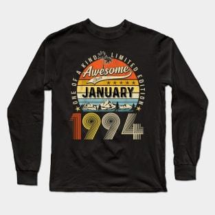 Awesome Since January 1994 Vintage 29th Birthday Long Sleeve T-Shirt